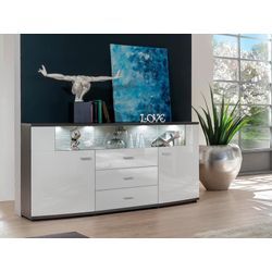 Sideboard INOSIGN "GATE", grau (hochglanz weiß, grauer graphit), B:160cm H:86,6cm T:41,6cm, Holzwerkstoff, MDF, Sideboards, Kommode, Breite 160 cm