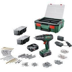 BOSCH HOME & GARDEN Akku-Bohrschrauber "Power for ALL 18V Akku-System »UniversalDrill 18V«" Bohrmaschinen Inkl. 2xAkkus 18V1,5 Ah, Ladegerät, Systembox und viel Zubehör grün