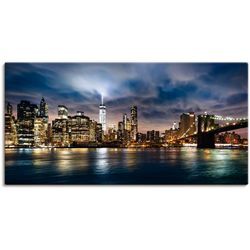 Wandbild ARTLAND "Sonnenaufgang über Manhattan", blau, B:150cm H:75cm, Bilder, als Alubild, Outdoorbild, Leinwandbild in verschied. Größen