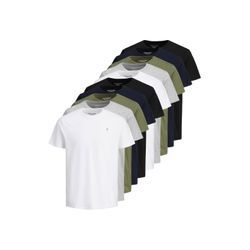 T-Shirt JACK & JONES "T-Shirt JORJXJ 10er Pack" Gr. L, weiß, grau, grün, blau, schwarz Herren Shirts