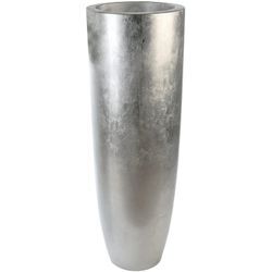 Übertopf GILDE "Konus, silber", silber (silberfarben), B:40cm H:115cm T:40cm, Fiberglas, Pflanzgefäße, silberfarben