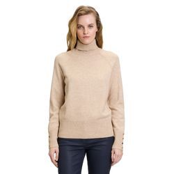 Strickpullover BETTY BARCLAY "Betty Barclay Rollkragenpullover mit Knöpfen" Gr. 40, classic beige meliert, Damen, Obermaterial: 50% Viskose, 27% Polyamid, 23% Polyester., Pullover, Material