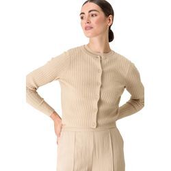 Strickjacke ZERO "zero Strickjacke mit Rundausschnitt", Damen, Gr. 40, beige (irish cream), Strick, Obermaterial: 72% Viskose, 28% Polyester. Ärmelfutter: ohne Futter., Strukturmuster, casual, figurbetont normal, Rundhals, Langarm eng, Strickjacken, Knopfleiste