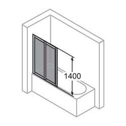 HÜPPE Combinett 2 Badewannenabtrennung 2teilig 1000 H1400 silber matt klar AC0101087321