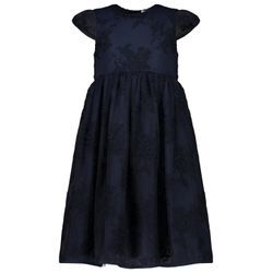 Jerseykleid SALT AND PEPPER, Mädchen, Gr. 116, EURO-Größen, blau (dunkelblau), 100% Polyamid, elegant, lang, Kurzarm, Kleider, aus Mesh mit Blumen-Stickerei