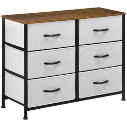 Kommode Schubladenschrank Sideboard mit 6 klappbaren Stoffschubladen Grau