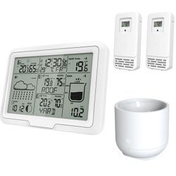 Miraval Design Funk-Wetterstation mit 2 benennbaren Sensoren + Regenmesser Mondphasenanzeige