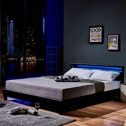 LED Bett ASTRO - 180 x 200 cm Schwarz