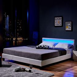 LED Bett ASTRO - 180 x 200 cm Weiß