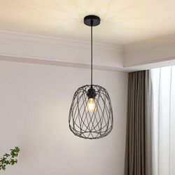 GBLY Pendelleuchte Esstisch Hängeleuchte Vintage - Pendellampe E27 Decken Hängelampe Schwarz Metall Rund Hängend wohnzimmerlampe Küche Schlafzimmer