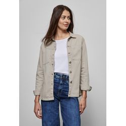 Jeansjacke STREET ONE, Damen, Gr. 34, beige (smooth beige washed), Web, 98% Baumwolle, 2% Elasthan, unifarben, casual, normal normal, V-Ausschnitt, Langarm Bündchen, Jacken, aus Baumwolle mit Stretchanteil