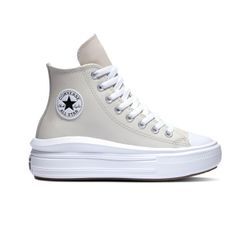 Sneaker CONVERSE "CHUCK TAYLOR ALL STAR MOVE PLATFORM COATED LEATHER" Gr. 37,5, desert sand, schwarz, weiß, Leder, Schuhe