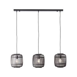 BRILLIANT Lampe, Woodrow Pendelleuchte, 3-flammig holz dunkel/schwarz, Metall/Bambus, 3x A60, E27, 60W,Normallampen (nicht enthalten)