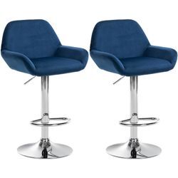CLP 2er Set Barhocker Braga Samtbezug mit Metallgestell I Höhenverstellbar und drehbar I Moderner Barstuhl mit Fußstütze für Küche und Bar