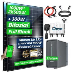 Epp 1000W/800W Balkonkraftwerk mit Speicher Komplettset 2,24 kWh Marstek B2500-D Speicher mit DEYE 800W WIFI Wechselrichter Smart Mini Anlage