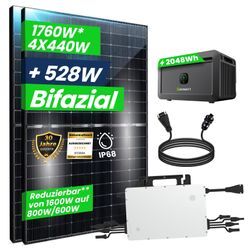 Epp 1760W/1600W Balkonkraftwerk mit Speicher Komplettset PV Anlage Hoymiles HMS 1600W WIFI Smart Wechselrichter mit NOAH 2000 Solarspeicher Mini Photovoltaik Solaranlage