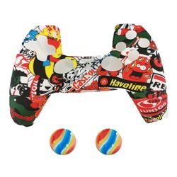 2 x Schutzhülle für Playstation 5 DualSense Controller Skin Silikon Schutz Motiv