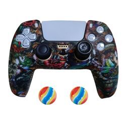 2 x Schutzhülle für Playstation 5 DualSense Controller Skin Silikon Schutz Motiv