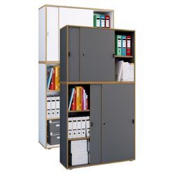 VCM Holz Büroschrank Ordner Aktenschrank Büromöbel Schrank Salia 5-fach Breite 100 cm Schiebetüren