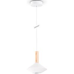 Pendelleuchte PACO HOME "MORA", weiß, Lampen, Ø 17cm H: 18,7cm Wohnzimmer Esszimmer Trichterform Modern Holz Metall GU10