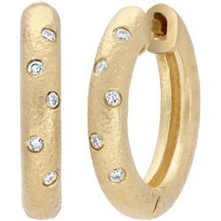 Paar Creolen FIRETTI "Schmuck Geschenk Gold 585 Ohrschmuck Ohrringe Sternenhimmel", gold (gelbgoldfarben), Ohrringe, Damen, 0,8 ct SI = kleine Einschlüsse, Gelbgold 585