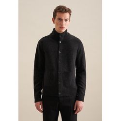 Strickjacke SEIDENSTICKER Gr. M, grau, Herren, 55% Wolle, 25% Modal, 20% Polyamid, unifarben, Strickjacken, Langarm Stehkragen Uni