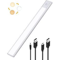 Beijiyi - LED-Schranklampe mit Bewegungssensor, 2-in-1-LED-Küchen-Unterbauleuchte, über usb wiederaufladbar und mit 5 v Gleichstrom betrieben, 40 cm