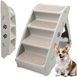 Hundetreppe 4-Stufen Hunderampe für Hunde & Katzen bis max.75 kg Klappbar Haustiertreppe Tiertreppe für Auto und Innenbereich - Tolletour