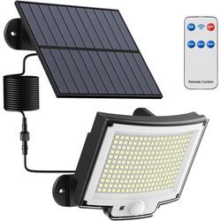 Solarlampe für den Außenbereich mit Bewegungsmelder [228 LED/3 Modi], Solarleuchte für den Außenbereich mit Fernbedienung, IP65 wasserdicht,