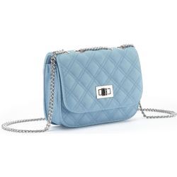 Umhängetasche LASCANA Gr. B/H/T: 19cm x 14cm x 5cm, blau (hellblau), Damen, Lederimitat, unifarben, Taschen, Minibag, Handtasche, Henkeltasche mit Kettenhenkel VEGAN