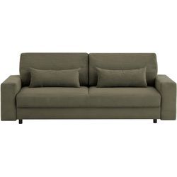 Schlafsofa "Imoga, Polster mit Schlaffunktion, 3-Sitzer Sofa, Couch mit Bettkasten", grün (khaki), B:250cm H:90cm T:108cm, LEGER HOME BY LENA GERCKE, Sofas, in modernen Farben und Stoffen, Bettfunktion, Liegefläche: 200x150 cm