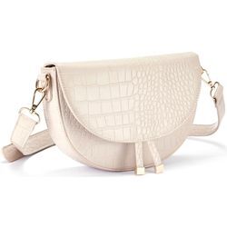 Umhängetasche VIVANCE Gr. B/H/T: 24cm x 16cm x 6cm, beige, Damen, Lederimitat, geprägtes Muster, Snakeprint, animal-print, Taschen, in Kroko-Optik, Schultertasche, Minibag VEGAN