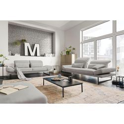 2-Sitzer 3C CANDY "Mallow Designsofa mit Komfortfunktionen, modern und bequem", grau (platin), B:228cm H:83cm T:103cm, 100% Polyester, Sofas, Verstellbare Armlehne und Kopfteil, manuelle Sitztiefenverstellung