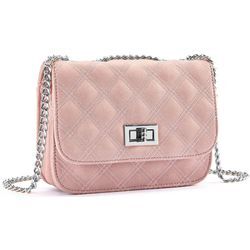 Umhängetasche LASCANA Gr. B/H/T: 19cm x 14cm x 5cm, rosa (rosé), Damen, Lederimitat, unifarben, Taschen, Minibag, Handtasche, Henkeltasche mit Kettenhenkel VEGAN