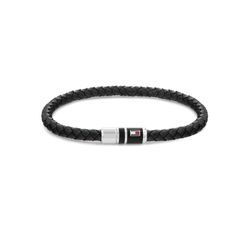 Armband TOMMY HILFIGER "Schmuck Edelstahl Armschmuck Lederarmband CASUAL", bunt (schwarz, edelstahlfarben, weiß, blau, rot), Armbänder, Herren, Leder-Edelstahl, Leder, Edelstahl, mit Zirkonia (synth.)