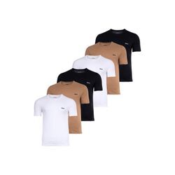 T-Shirt BOSS "T-Shirt T-Shirt RN 3P Classic 6er Pack" Gr. L, schwarz, weiß, hellbraun, Herren, Obermaterial: 100% Baumwolle CO., Shirts