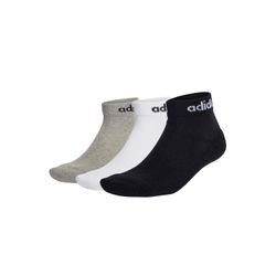 Kurzsocken ADIDAS ORIGINALS "Socken Linear Cushioned Ankle 3er Pack", Damen, Gr. 37, schwarz, grau, weiß, Obermaterial: 71% Baumwolle CO. 26% Polyester Pol. recyc.. 2% Elasthan EL. 1% Nylon NY., Socken