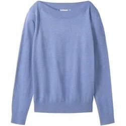 TOM TAILOR Damen Basic Strickpullover, blau, Uni, Gr. L