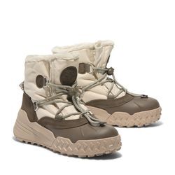 Winterboots TIMBERLAND "MORIAH RANGE MID WARM LINED WATERPROOF SNOW BOOT" Gr. 39, natural woven, Damen, Leder, Textil, Schuhe, Snowboots, Winterstiefel, Winterschuhe, wasserdicht und gefüttert