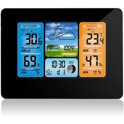 Longziming - Wetterstation mit Außensensor, Thermometer, Hygrometer, Innen- und Außenfunkwetterstation °c/°f, Datum, Wochenende, Mondphasen