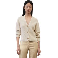 Strickjacke MARC O'POLO Gr. S, beige (sand meliert), Damen, Obermaterial: 100% Baumwolle, meliert, Strickjacken, in kurzer, gerader Form