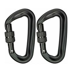 Cyslmuk - 2 Stück Kletterkarabiner 12 kN (1200 kg), robuster Aluminium-Karabiner, D-förmiger Karabiner für Hängematten, Yoga, Schaukel, Camping,