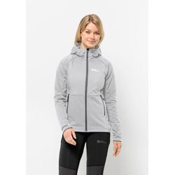 Kapuzenfleecejacke JACK WOLFSKIN "ALPGRAT PRO INS FZ W" Gr. S (36), grau (cool, grau), Damen, 1. OBERSTOFF: 100% POLYESTER; 2. OBERSTOFF: 100% POLYAMID; Futter: 100% POLYESTER FÜLLUNG: 100% POLYESTER, Jacken