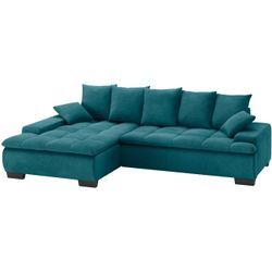 Ecksofa MR. COUCH "Haiti II, L-Form", blau (petrol), B:280cm H:87cm T:180cm, Memphis (Grundgewebe - 100% Polyester; Nutzschicht- 90% Polyester / 10% Polyamide), Sofas, Wahlweise mit Kaltschaum, Bett, Bettkasten