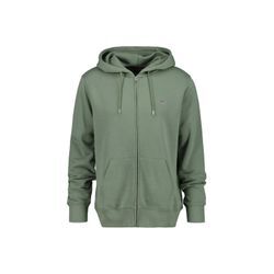 Sweater GANT "Sweatjacke REGULAR SHIELD FULL ZIP HOODIE" Gr. M, grün (dry grün), Herren, Obermaterial: 87% Baumwolle CO. 13% Polyester PES., Sweatshirts