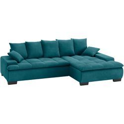 Ecksofa MR. COUCH "Haiti II, L-Form", blau (petrol), B:280cm H:87cm T:180cm, Memphis (Grundgewebe - 100% Polyester; Nutzschicht- 90% Polyester / 10% Polyamide), Sofas, Wahlweise mit Kaltschaum, Bett, Bettkasten