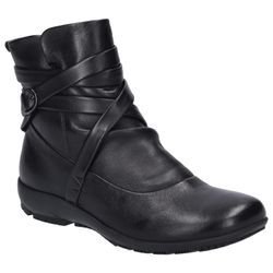 Stiefelette JOSEF SEIBEL "Charlotte 11" Gr. 42, schwarz, Damen, Leder, Schuhe, Boots, Winterboots, Stiefel mit modischer Raffung