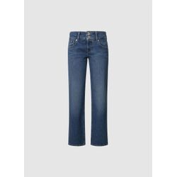 Gerade Jeans PEPE JEANS "STRAIGHT JEANS LW", Damen, Gr. 28, Länge 34, schwarz comfort stretch, Denim/Jeans, Obermaterial: 99% Baumwolle, 1% Elasthan, casual, straight fit, Jeans, mit doppeltem Knopfverschluss