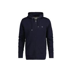 Sweater GANT "Sweatjacke REGULAR SHIELD FULL ZIP HOODIE" Gr. 5XL, blau, Herren, Obermaterial: 87% Baumwolle CO. 13% Polyester PES., Sweatshirts