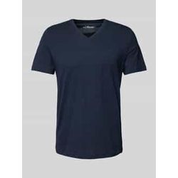 Regular Fit T-Shirt aus reiner Baumwolle mit V-Ausschnitt